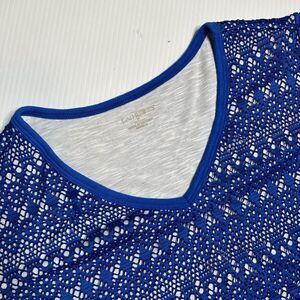 Catherines 2X 22/24W Lined Blue Lace V-Neck Short Sleeve‎ Tunic Top